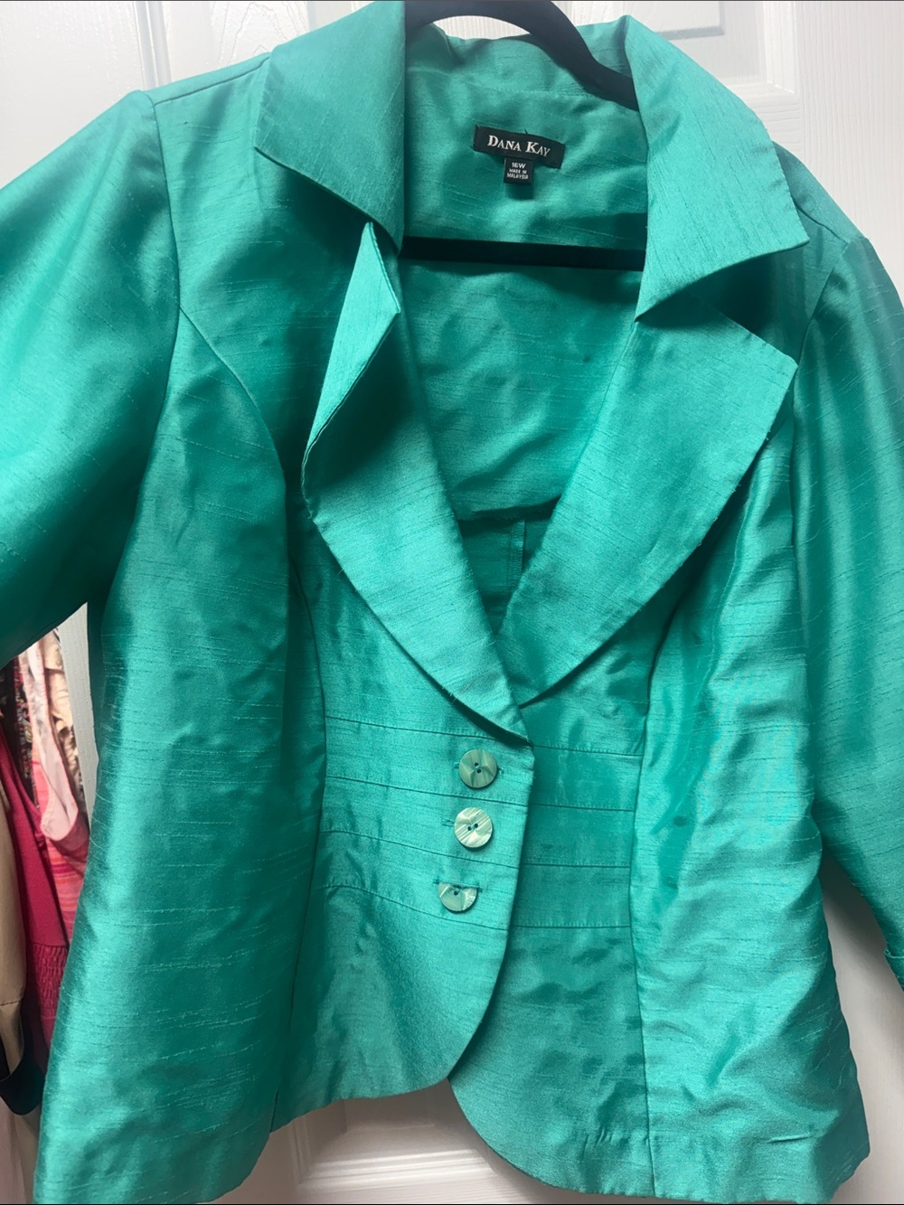 Dana Kay Women's Emerald Green Satin Jacket